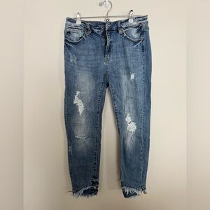 KanCan Blue Distressed Cropped Jeans